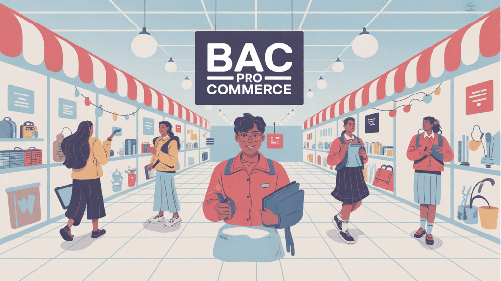 illustration groupe élève bac pro commerce ecole