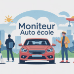 devenir moniteur auto ecole illustration ambiance moderne positive