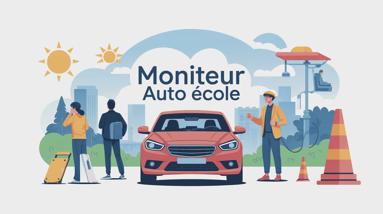 devenir moniteur auto ecole illustration ambiance moderne positive