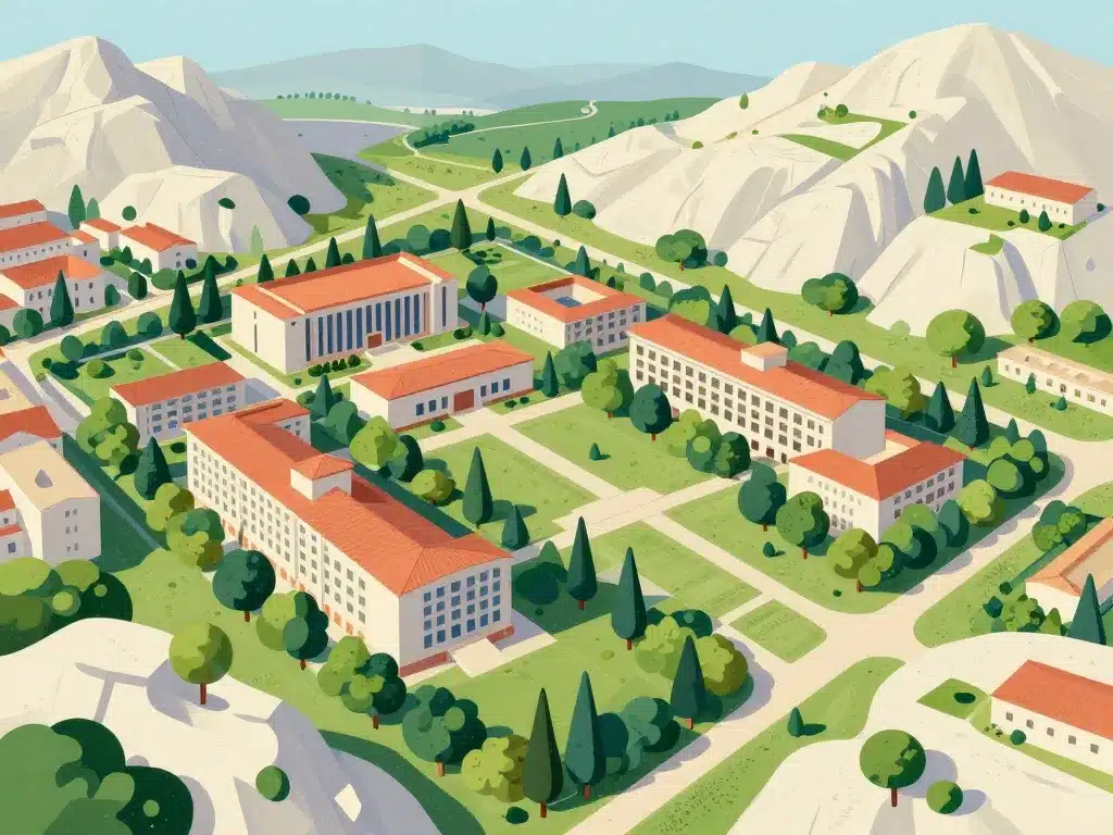 Vue aérienne Luminy campus nature méditerranéenne