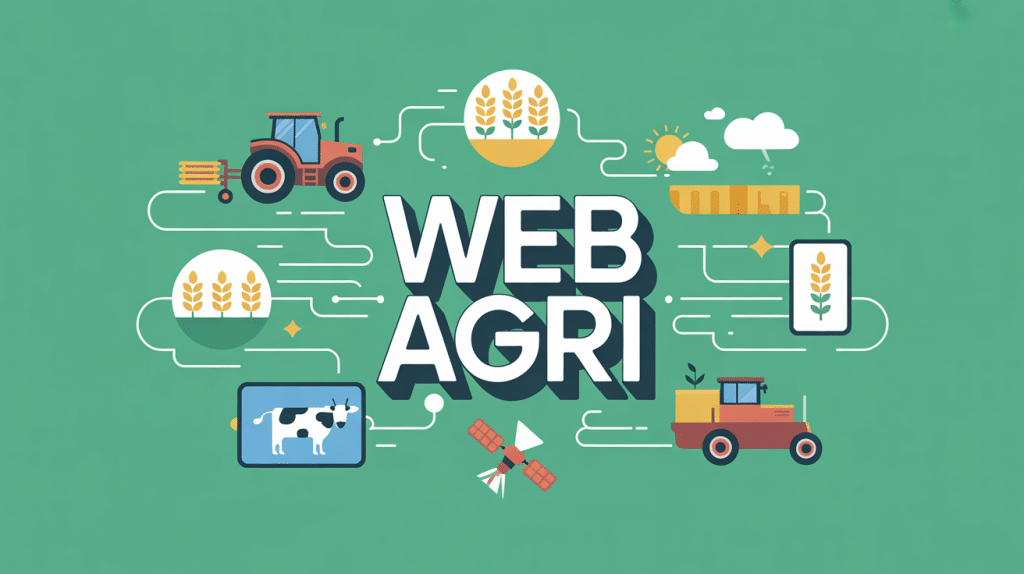 web agri illustration icônes agricoles et flux lumineux