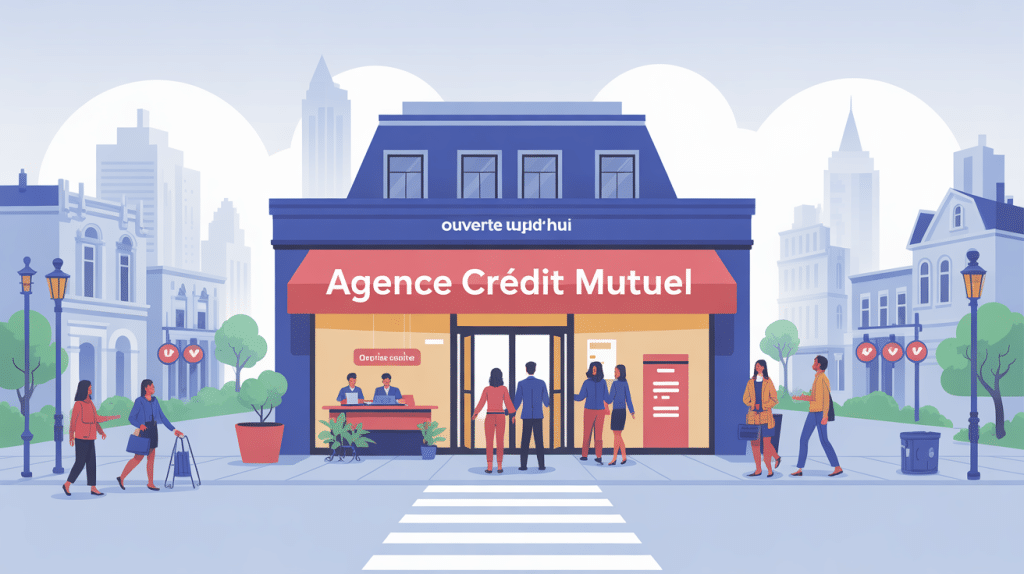 agence crédit mutuel ouvert aujourd hui illustration vecteur centre