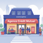 agence crédit mutuel ouvert aujourd hui illustration vecteur centre