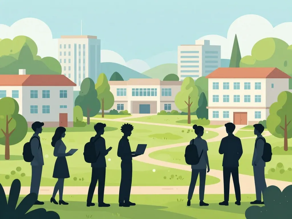 Étudiants divers sur le campus Lyon Ouest environnement verdoyant