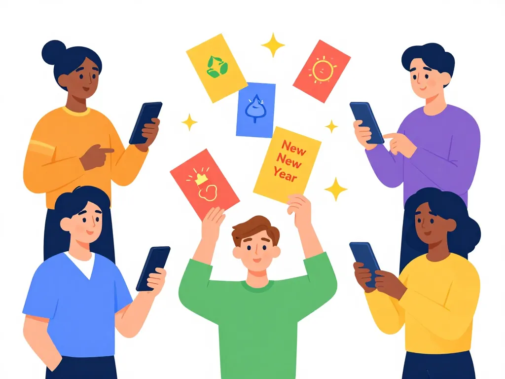 Pourquoi les cartes virtuelles bonne année 2025 séduisent illustration