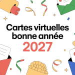 Cartes virtuelles bonne année 2025 illustration festive et moderne