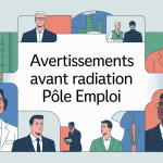 combien d'avertissement avant radiation pole emploi illustration processus sanction