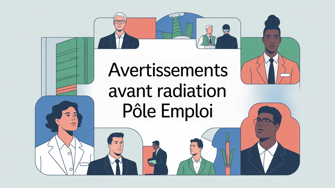 combien d'avertissement avant radiation pole emploi illustration processus sanction