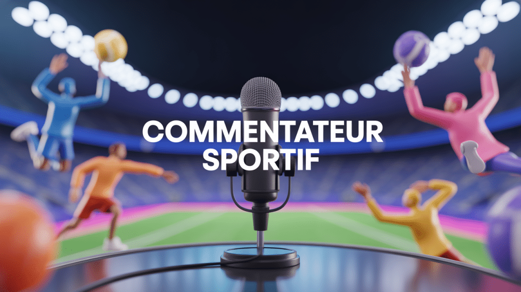 comment devenir commentateur sportif illustration 3D micro stade