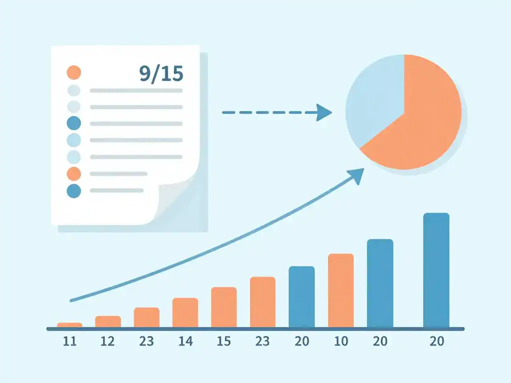 Diagramme conversion 9/15 sur 20 en note