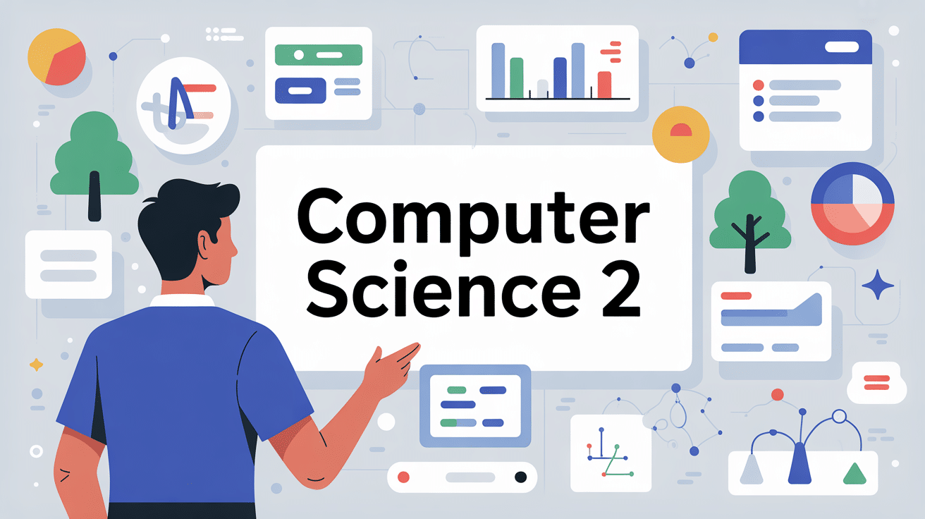 illustration computer science 2 université étudiant et tableau blanc