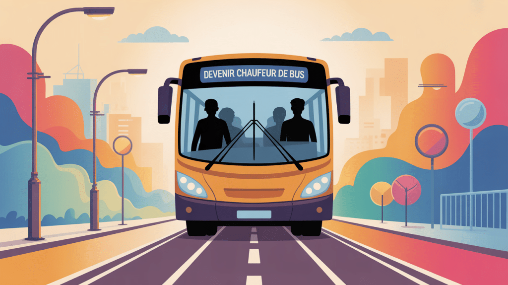 Illustration dynamique pour devenir chauffeur de bus