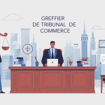 Illustration stylisée pour devenir greffier tribunal de commerce