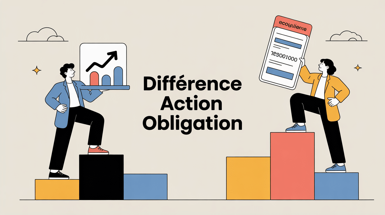 Différence entre action et obligation représentée visuellement
