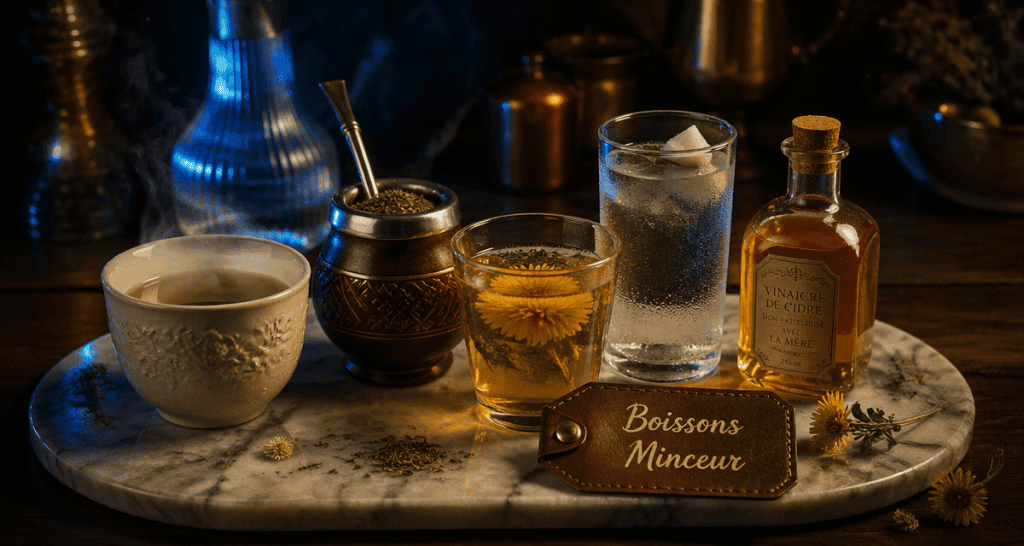 boisson pour perdre du poids sur un plateau élégant