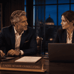 Cadre senior consulting échange stratégique en bureau moderne