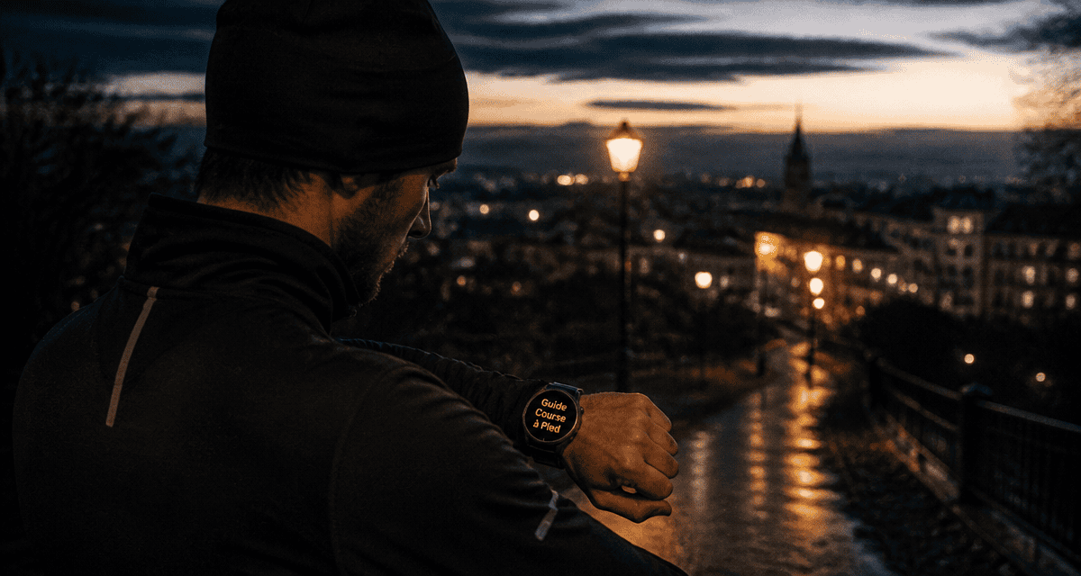 comparatif montre running coureur vérifiant montre