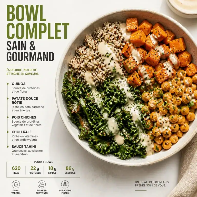 Bowl complet healthy au quinoa et patate douce pour une alimentation saine