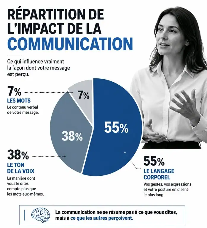 Infographie sur la répartition de la communication verbale et non verbale