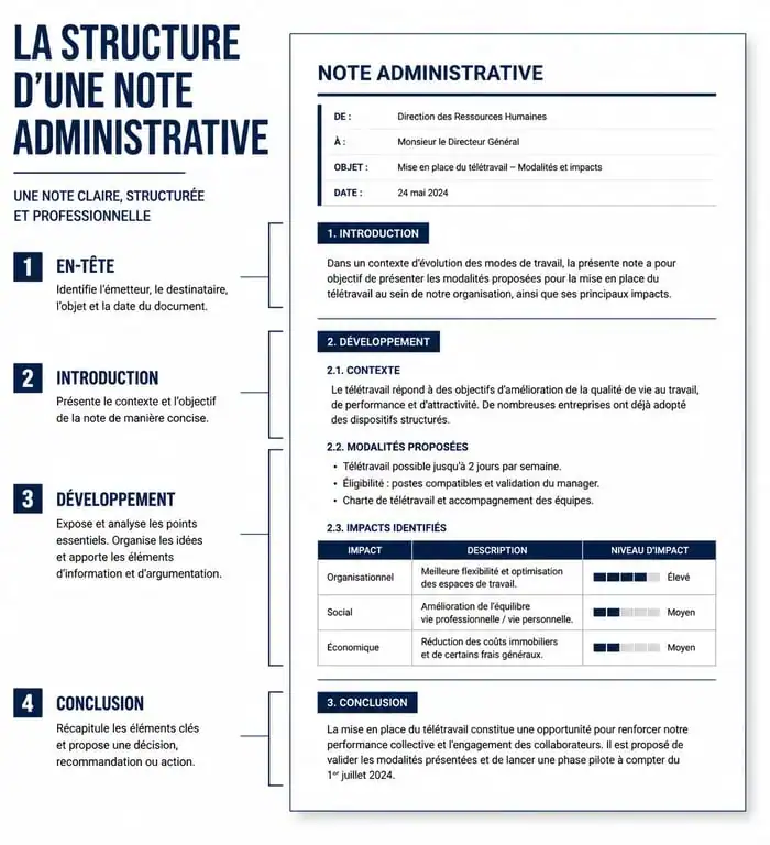 Structure type d'une note administrative professionnelle