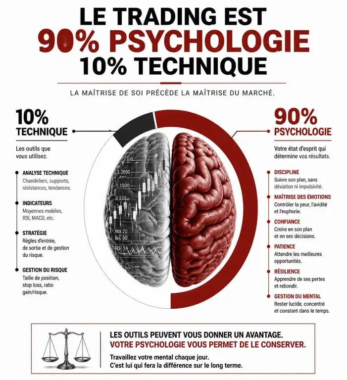 Infographie sur la psychologie du trader pro et la gestion du risque