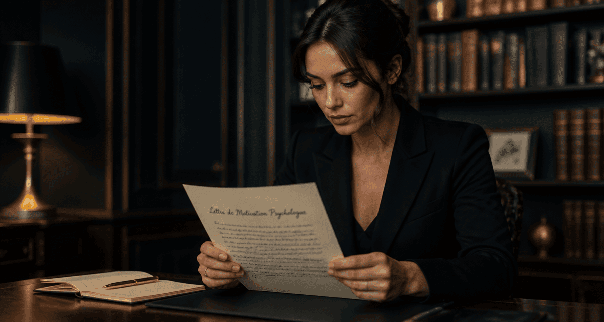 Lettre de motivation psychologue sur bureau élégant
