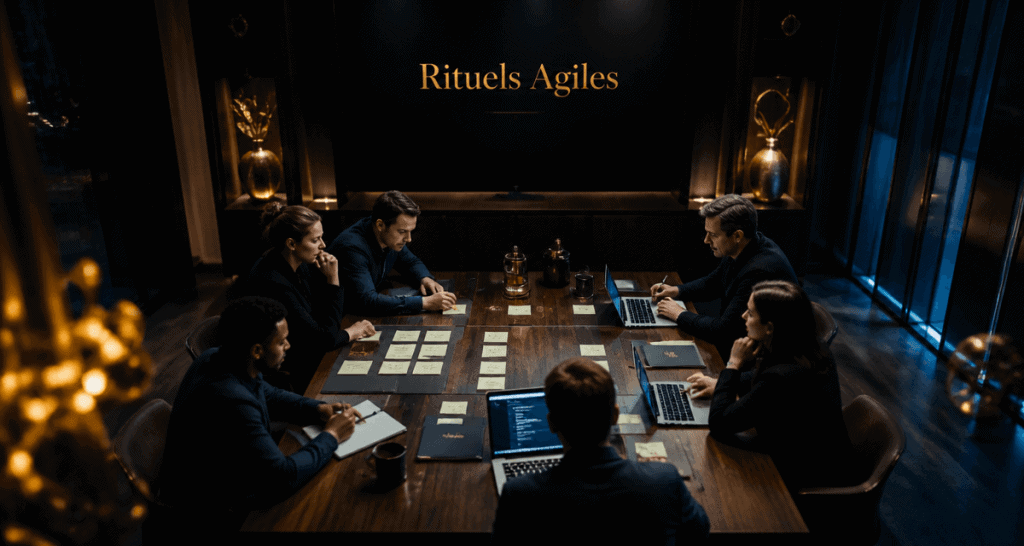 Rituel agile équipe réunion moderne