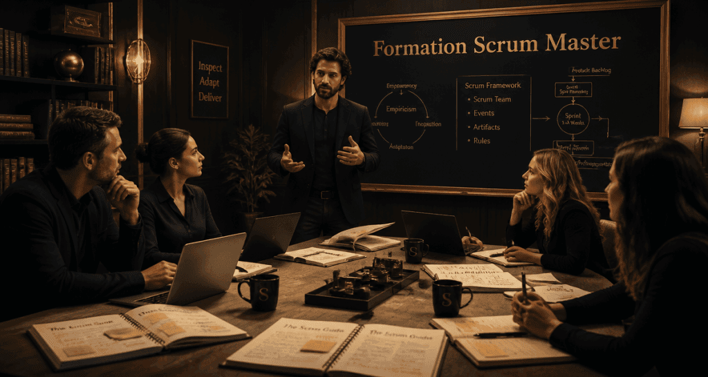 scrum master formation équipe réunion
