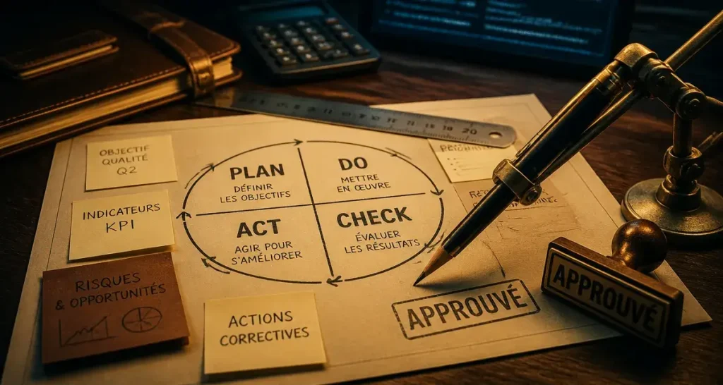 La roue de Deming PDCA en 4 étapes : planifier, faire, vérifier, agir