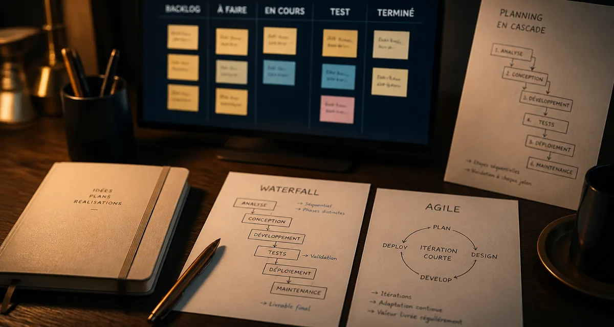 methode gestion de projet : agilité vs cascade, Waterfall et Kanban