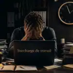 Surcharge au travail employé stressé devant ordinateur
