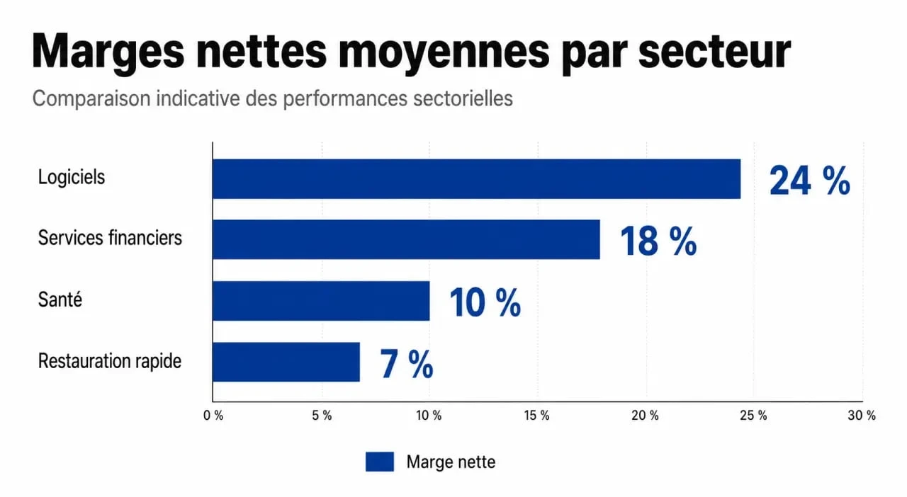 Infographie comparative des secteurs les plus rentables au monde : marges nettes par industrie