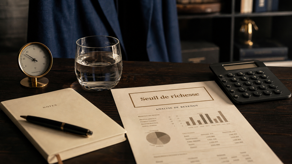 Seuil de richesse france 2025 : 4 293 € nets par mois, calcul sur feuille et calculatrice
