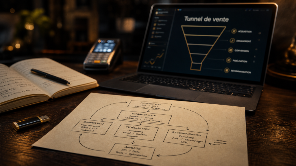 Tunnel de vente definition : étapes clés sur ordinateur