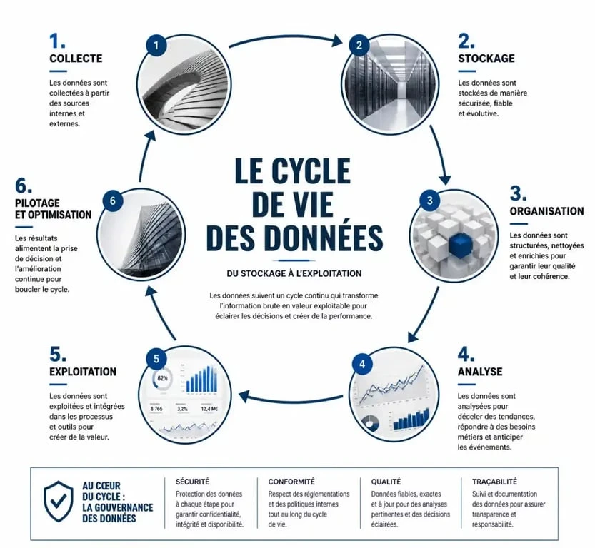 Cycle de vie des données dans une stratégie de data management.