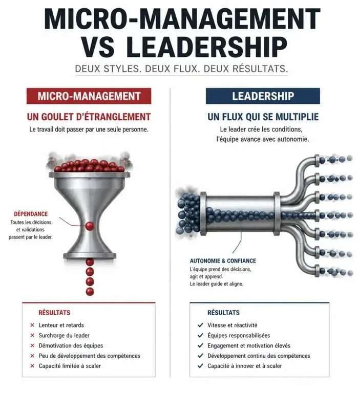 Infographie comparative : micro-management vs leadership pour comprendre les styles de gestion