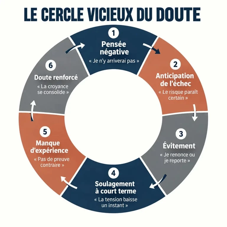Infographie sur la perte de confiance en soi et le cercle de l’évitement